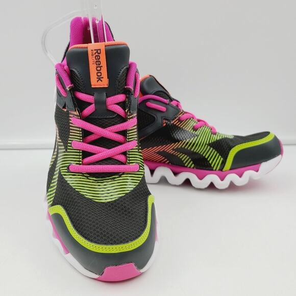 Reebok Woman's Zigtech Ziglite Electrify Running Shoe J92424 Neon/Black, Size 7 - Picture 1 of 7
